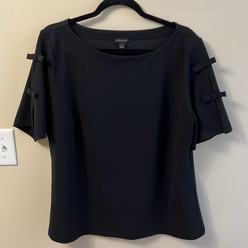 Ann Taylor Black Top with Bow Sleeves